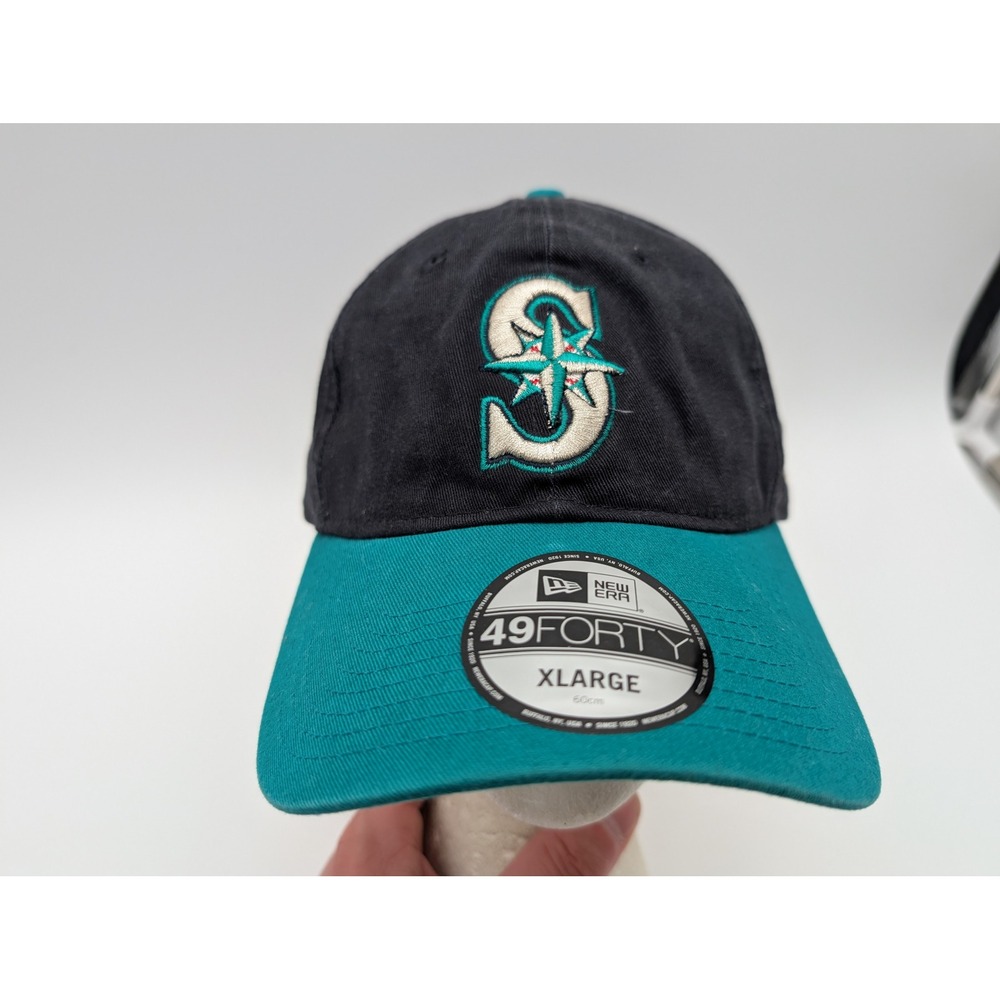 New Era 49FORTY Seattle Mariners Navy Blue Teal Fitted Hat Size XL 60cm MLB